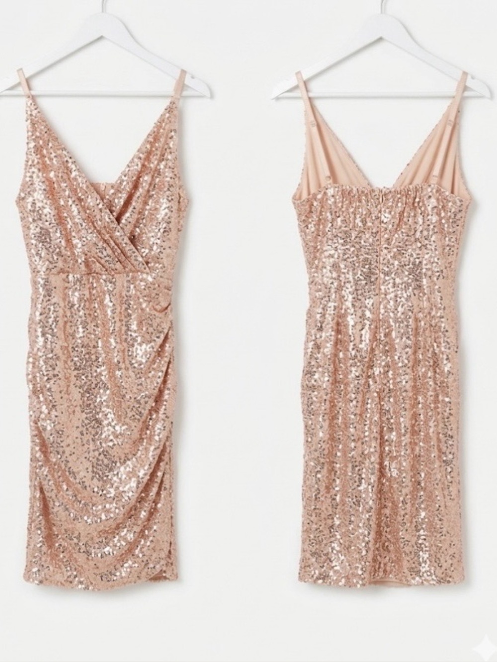 Grace Karin women's sequin dress spaghetti straps wrap v-neck bodycon Medium - Picture 2 of 4